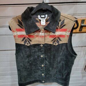 Vintage Pendleton Genuine Leather & Wool Vest - Size MD